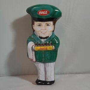 Coca Cola Green Tin Butler Figurine with Bottle Tray